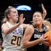 Minnesota Duluth's Taya Hakamaki tried to get past Ashland's Maddie Maloney during the first half of the women's Division II championship Saturday in 