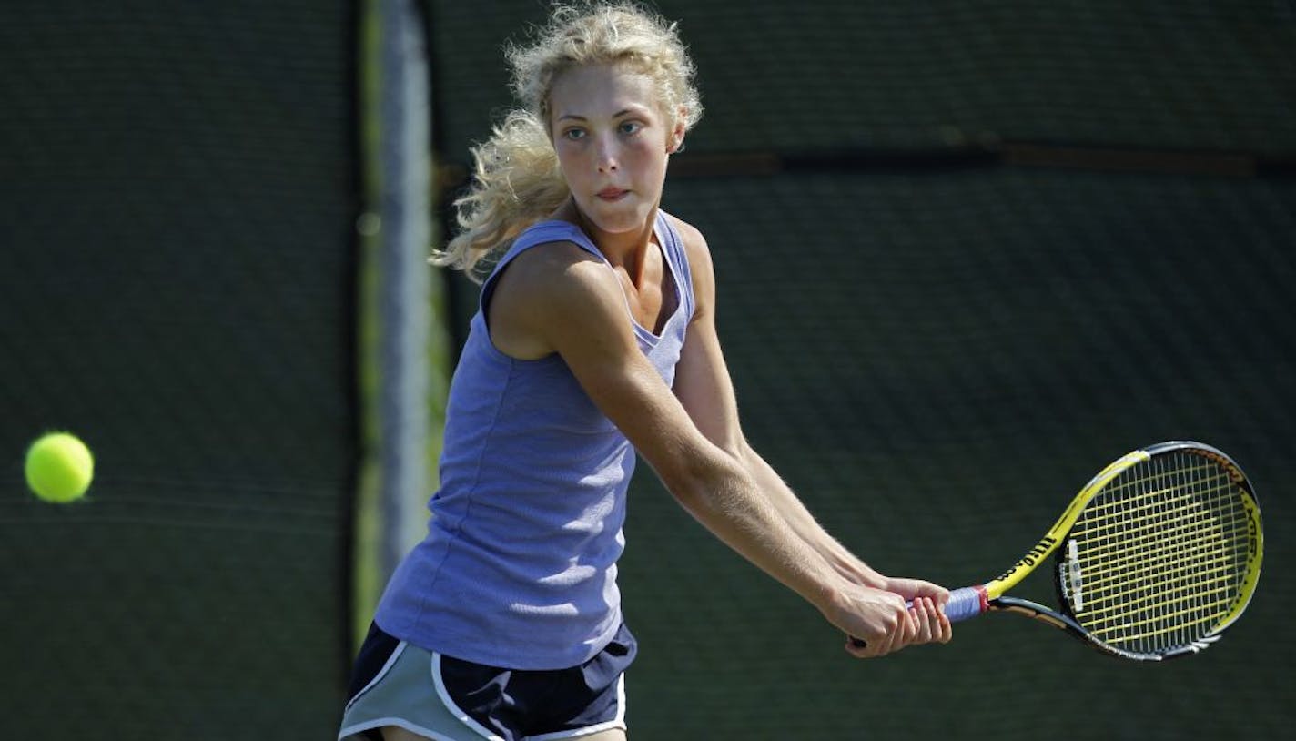 Rosemount junior Virginia Norder has played varsity tennis for the Irish since she was in seventh grade. Photo by Richard Tsong-Taatarii • rtsongtaatarii@startribune.com