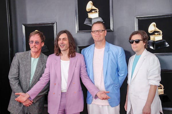 Weezer arrive at the 61st Grammy Awards at Staples Center in Los Angeles on Sunday, Feb. 10, 2019. (Marcus Yam/Los Angeles Times/TNS) ORG XMIT: 126735