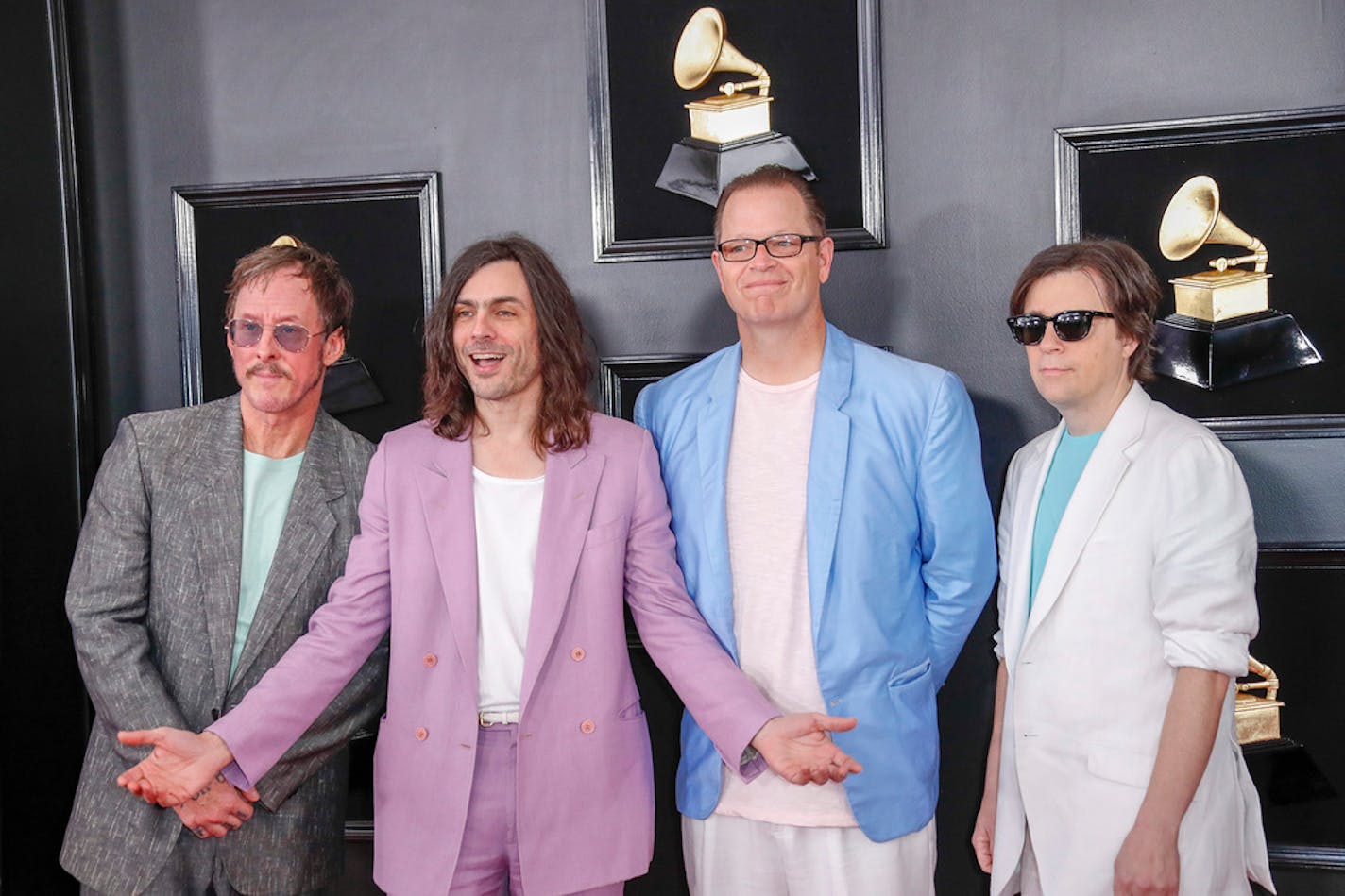 Weezer arrive at the 61st Grammy Awards at Staples Center in Los Angeles on Sunday, Feb. 10, 2019. (Marcus Yam/Los Angeles Times/TNS) ORG XMIT: 1267356