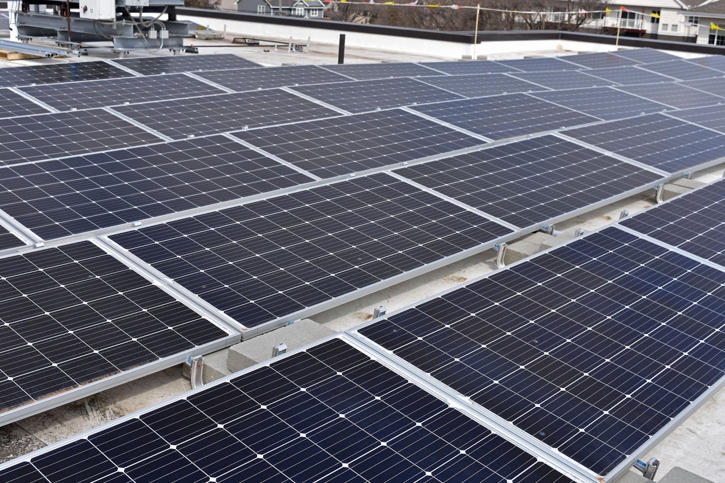 New solar panels installed on the roof of Roseville City Hall. Courtesy of City of Roseville