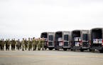 Remains of 13 U.S. service members killed during the evacuation of Kabul are transferred at Dover Air Force Base in Delaware on Aug. 29, 2021. 