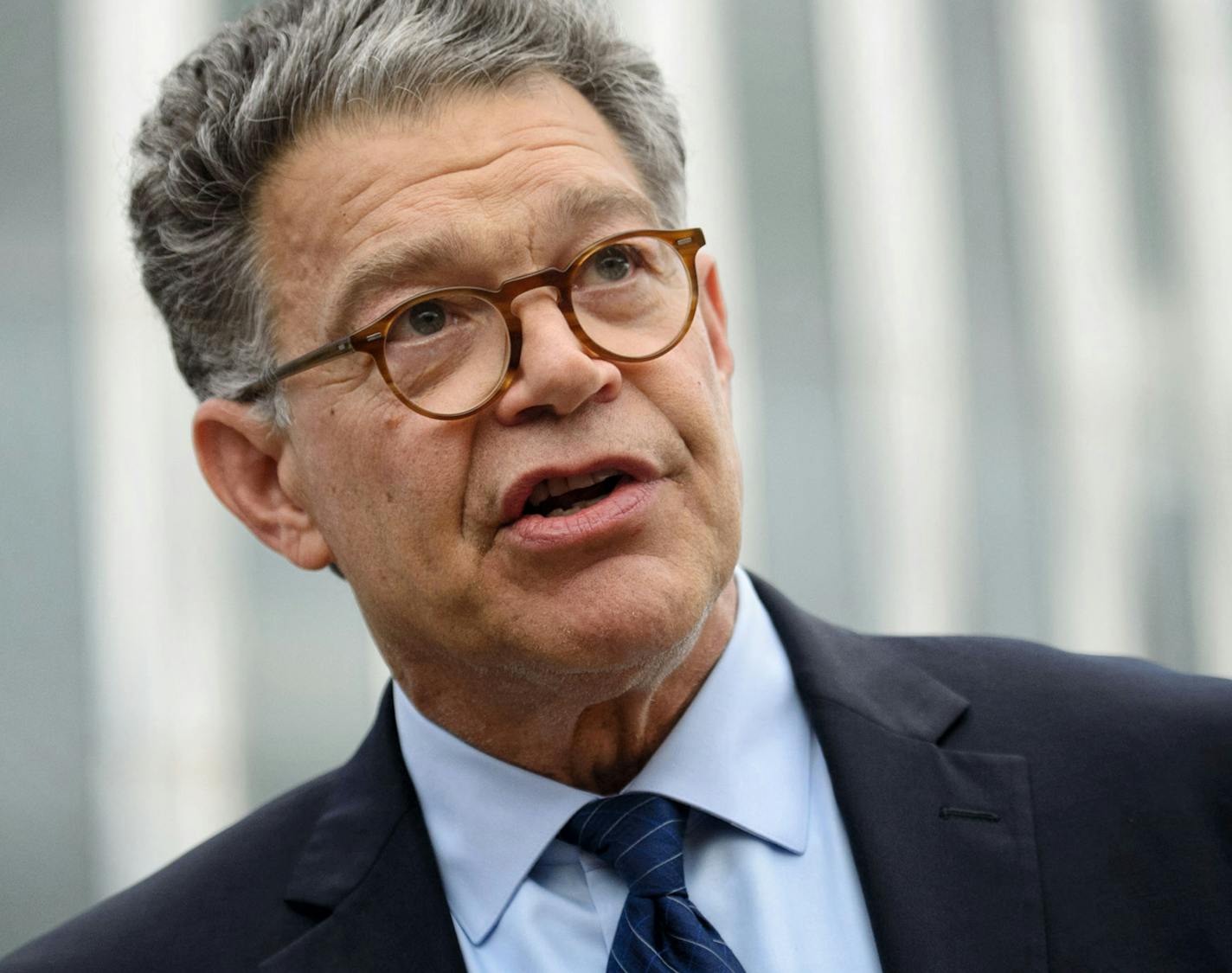 Senator Al Franken speaking to students at a University of Minnesota rally in September.