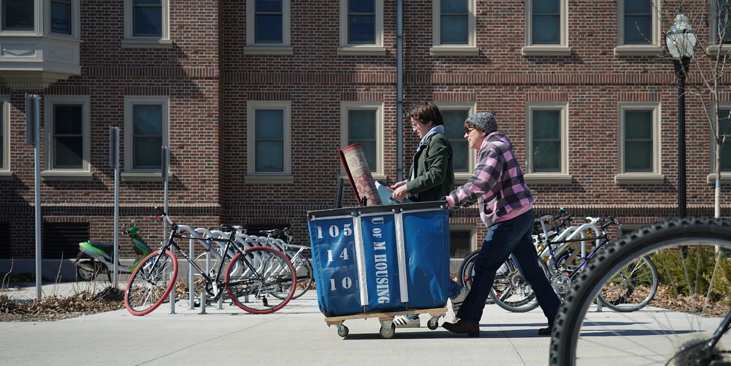 Students and their families moved out of campus housing at the University of Minnesota in March.