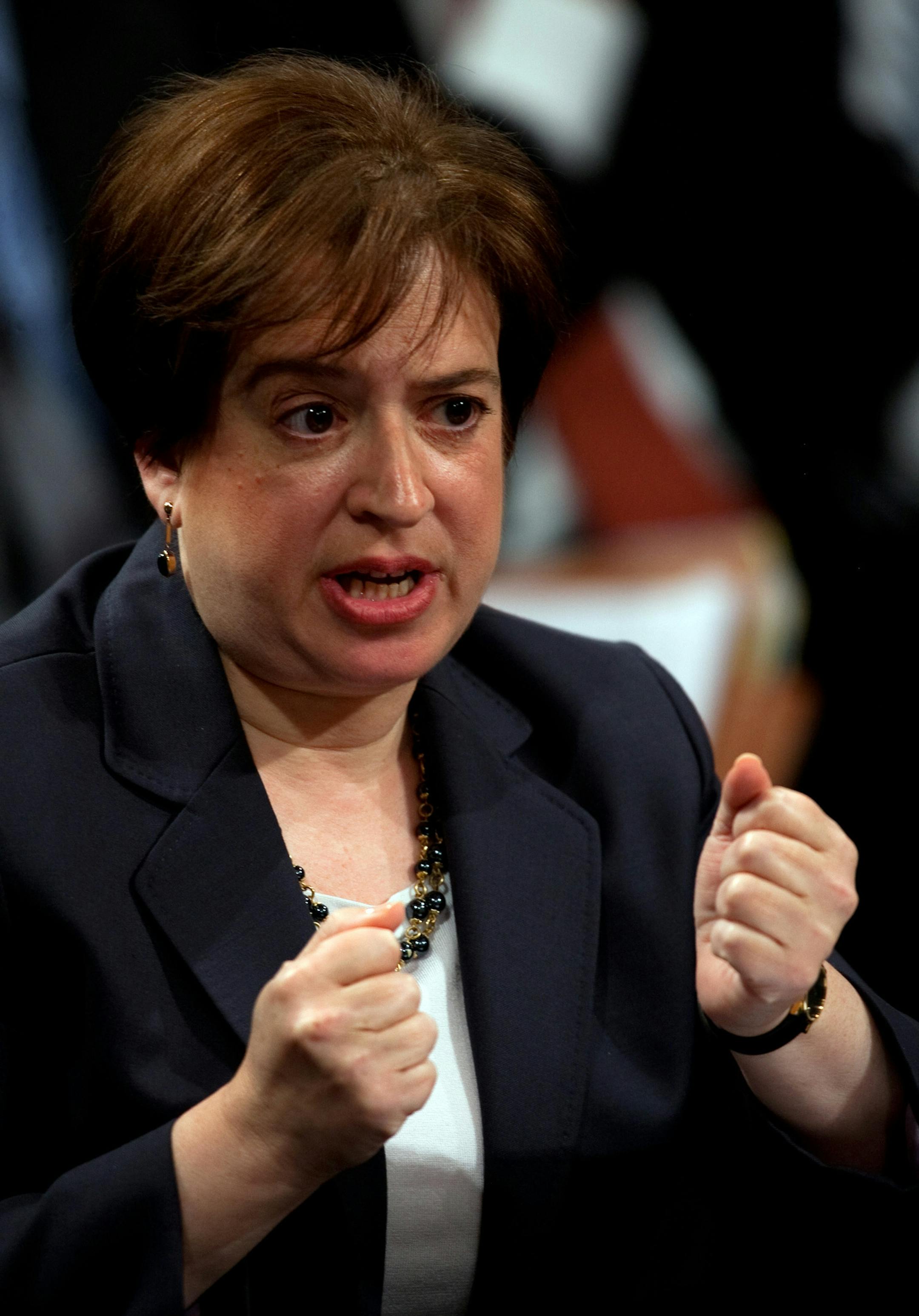 FILE -- The Senate confirmed Elena Kagan to a seat on the Supreme Court on Thursday, Aug. 5, 2010, giving President Obama his second appointment to the high court in a year, and a political victory as the Senate neared the end of its business for the summer. Kagan during her confirmation hearings in Washington on June 29, 2010. (Doug Mills/The New York Times)