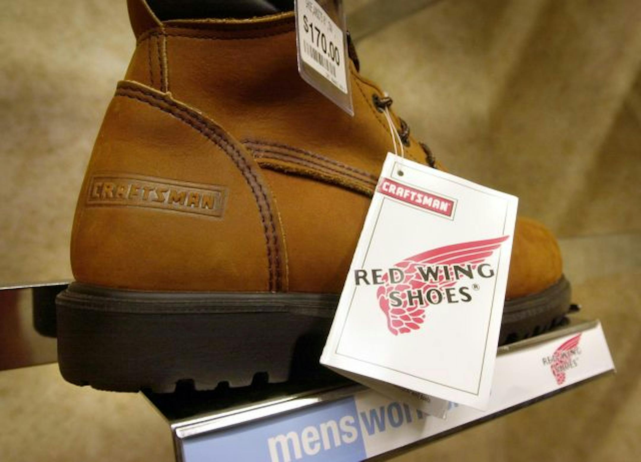 Bloomington, MN, Monday, June 16, 2003 -- One of the shoes manufactured by Red Wing Shoe Company in partnership with Sears and branded with the Craftsman logo. // Red Wing Shoes //