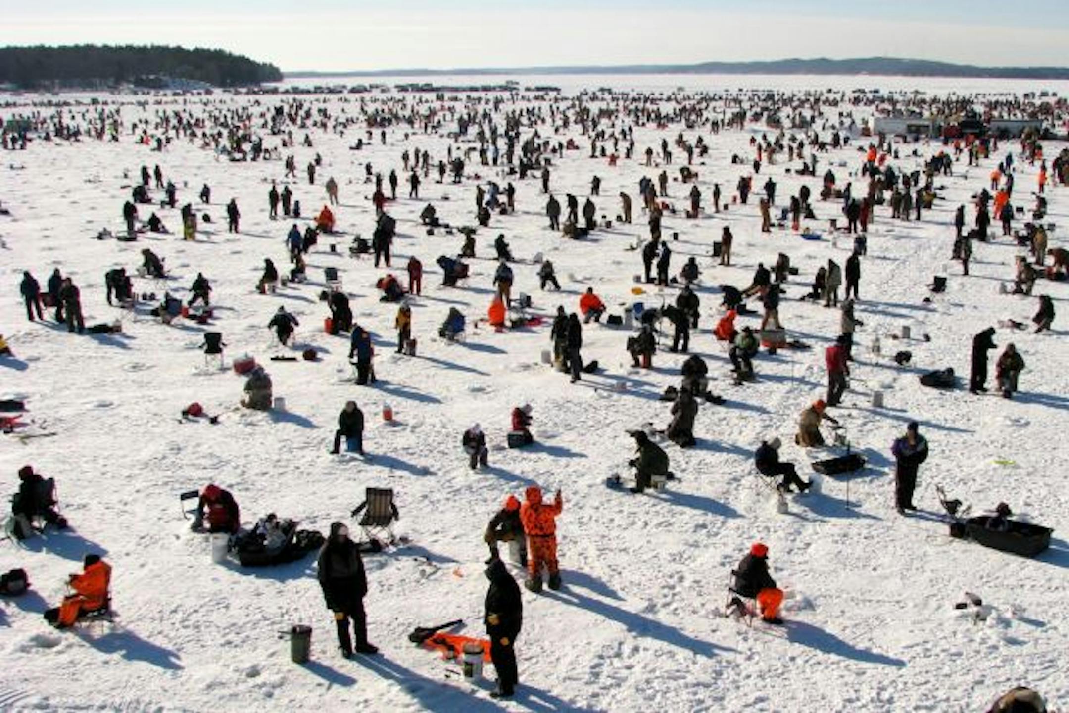 Ice fishing during the Brainerd Jaycees $150,000 Ice-Fishing Extravaganza in Brainerd, Minn.