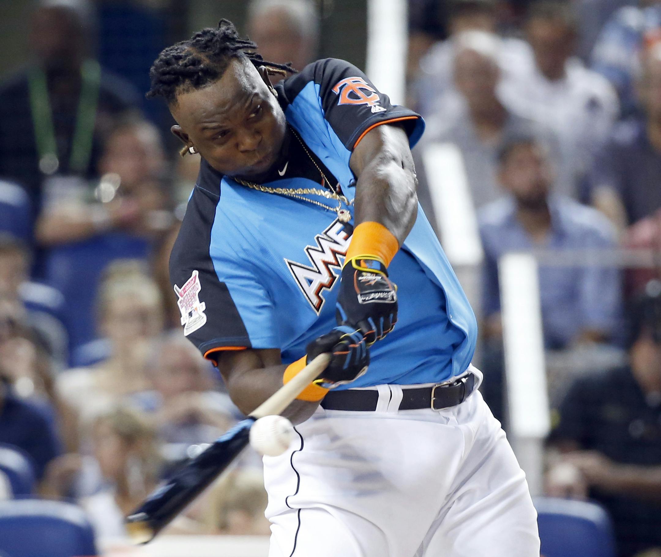 Minnesota Twins' Miguel Sano competes during the MLB baseball All-Star Home Run Derby, Monday, July 10, 2017, in Miami. (AP Photo/Wilfredo Lee)