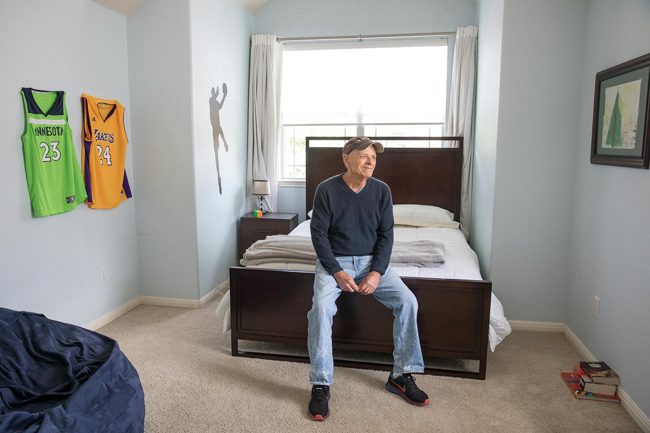 Tim O'Brien in his son's bedroom.