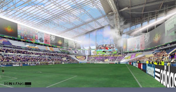 Rendering of the Vikings' stadium outfitted for soccer.