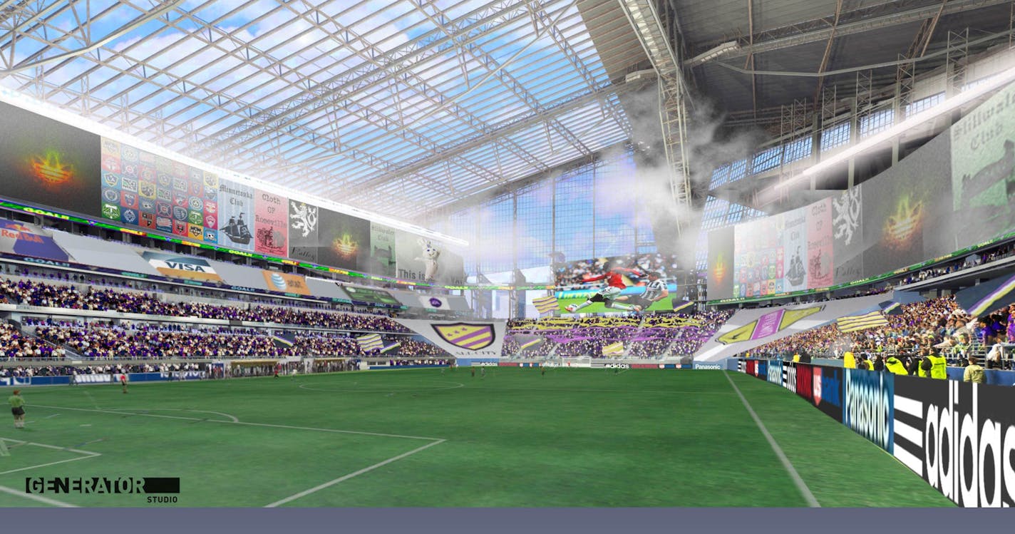 Rendering of the Vikings' stadium outfitted for soccer.