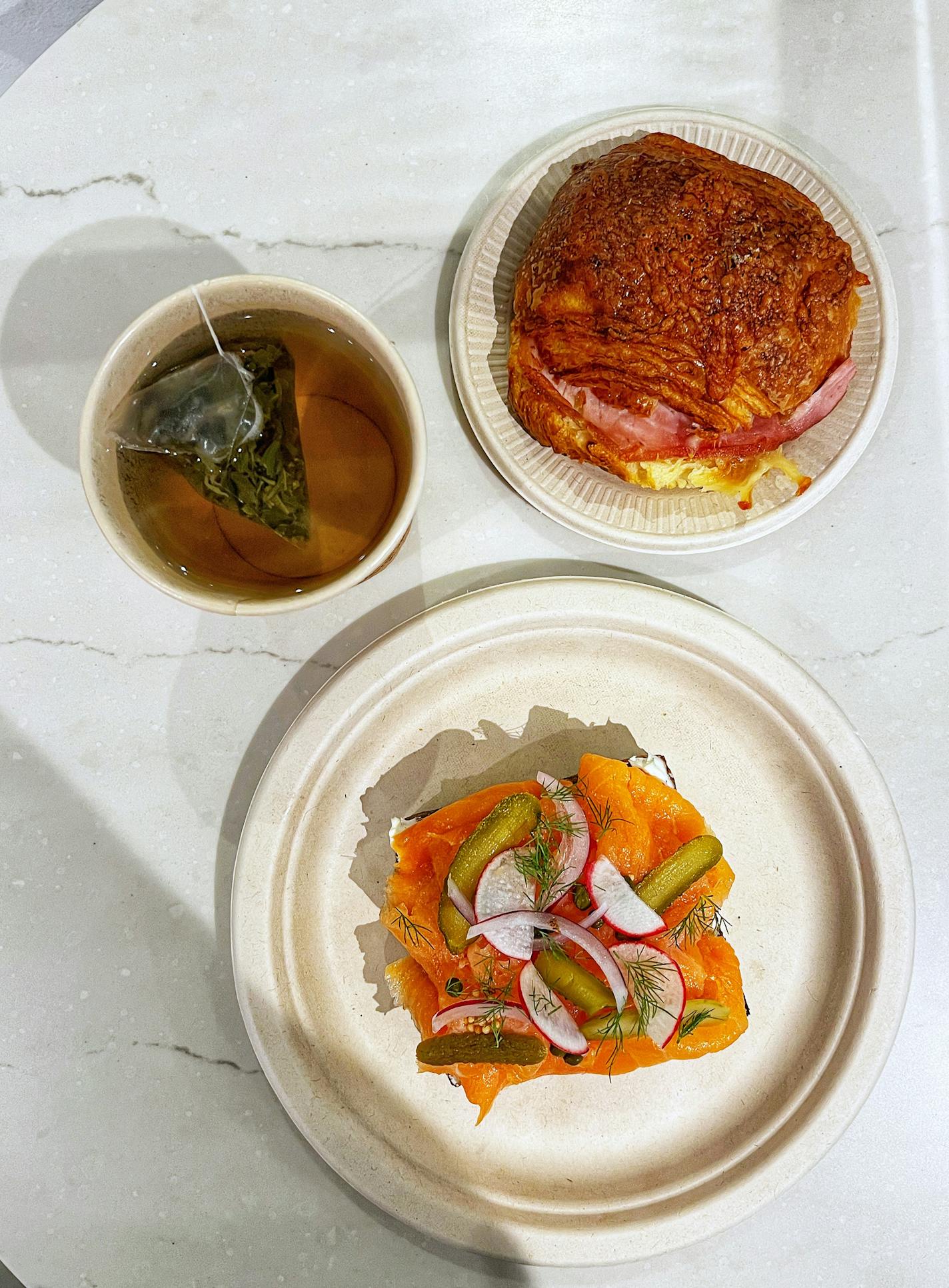 Star Tribune restaurant critic Jon Cheng ate his way through the North Loop: Savory croissant and salmon toast at Bellecour Bakery.