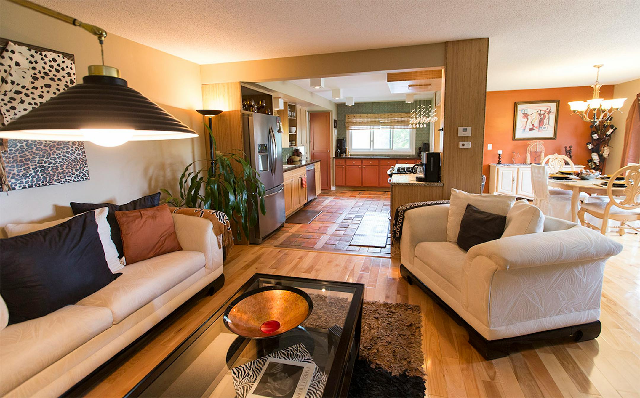 The renovated kitchen is now open to the living room and dining room so that Steele can be part of the party when she's entertaining.