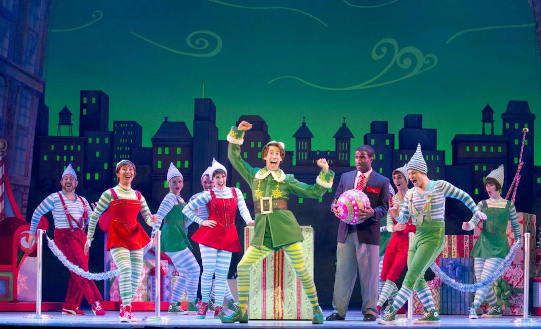 Matt Kopec (Buddy) and the cast of "Elf the Musical."