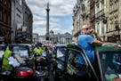 FILE &#xf3; Taxi drivers block streets during a protest against Uber in central London, June 11, 2014. The ride-hailing service&#xed;s chief, Dara Kho