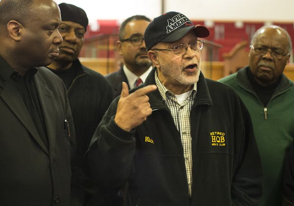 Former St. Paul NAACP president Nick Khaliq spoke at a press conference with the St. Paul Black Ministerial Alliance at New Hope Baptist Church about 