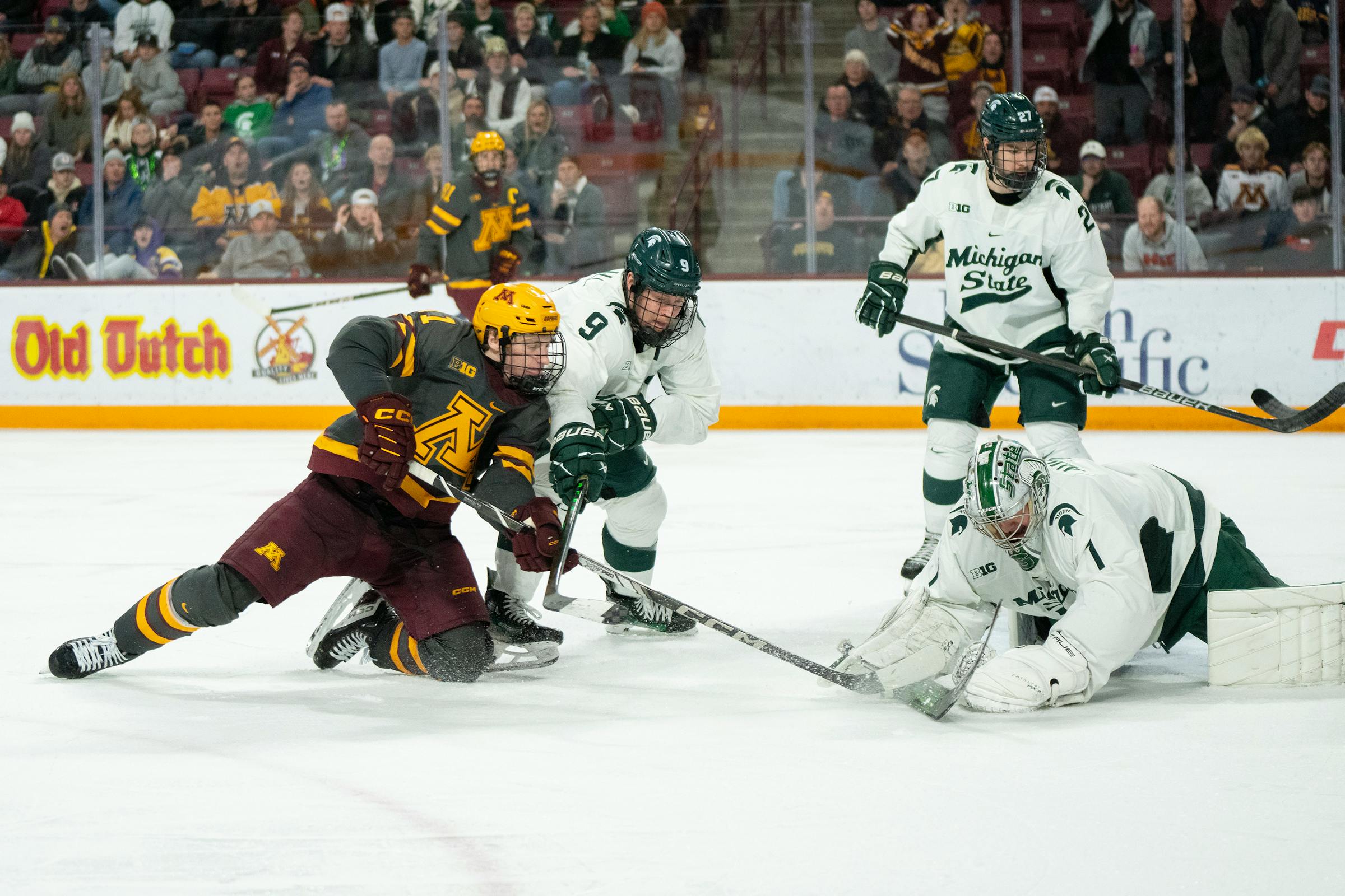 Gophers men’s hockey team is routed by Michigan State