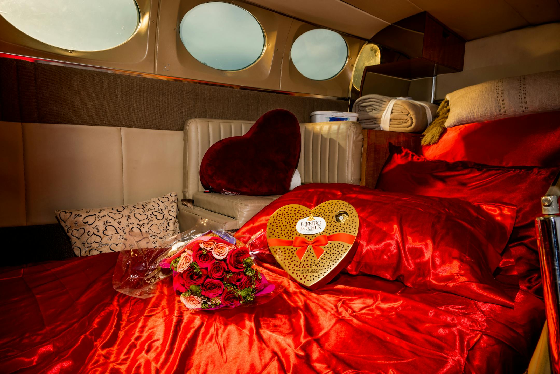Inside a Love Cloud Vegas Cessna 414, one of two the business uses, at North Las Vegas Airport in Las Vegas, Jan. 15, 2022. For $995, Love Cloud will fly you and a partner in a private airplane for 45 minutes so that you can have sex. (Roger Kisby/The New York Times)