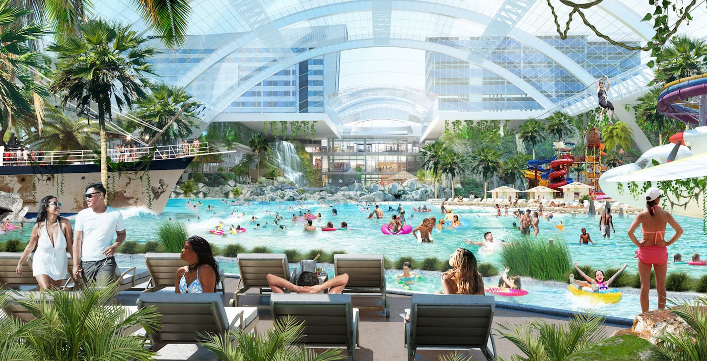 A rendering of the proposed water park beside the Mall of America.