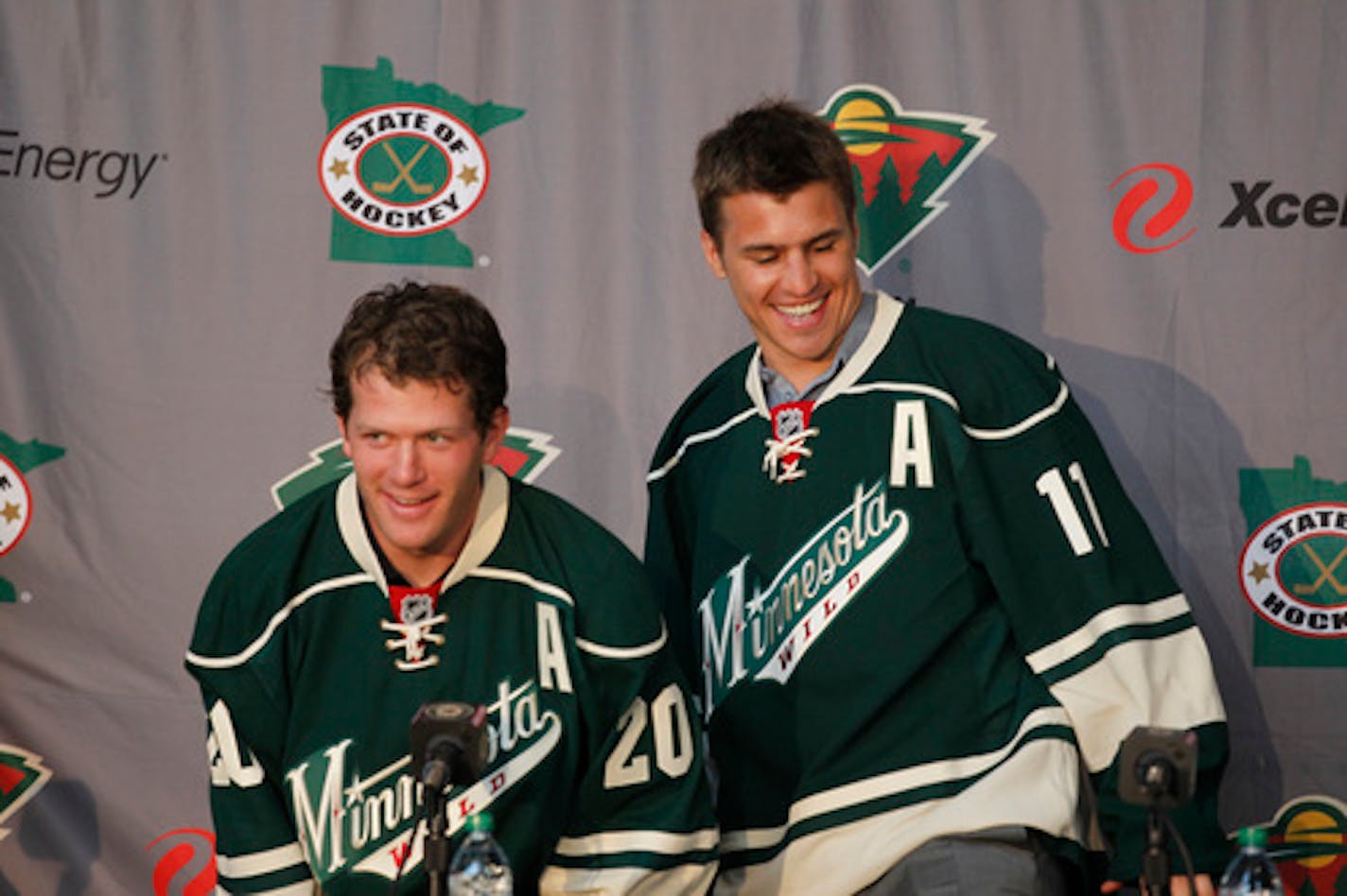 The Minnesota Wild will introduce Ryan Suter left Zach Parise to the media at a press conference Monday July 09, 2012 in St. Paul, MN. ] Jerry Holt/ STAR TRIBUNE.COM)