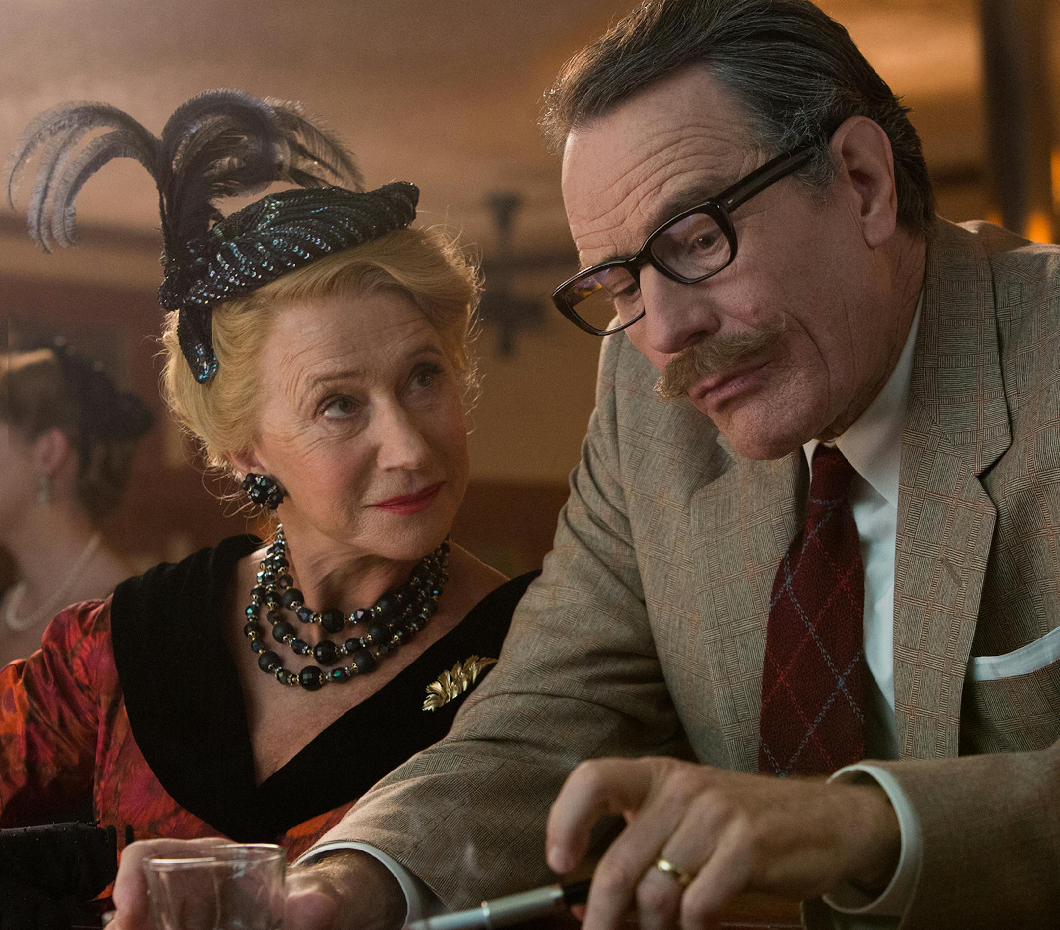 451098 - "Trumbo" - Helen Mirren (left) stars as Hedda Hopper and Bryan Cranston (right) stars as Dalton Trumbo in Jay Roach&#xed;s TRUMBO, a Bleecker Street release. photo by Hilary Bronwyn Gayle