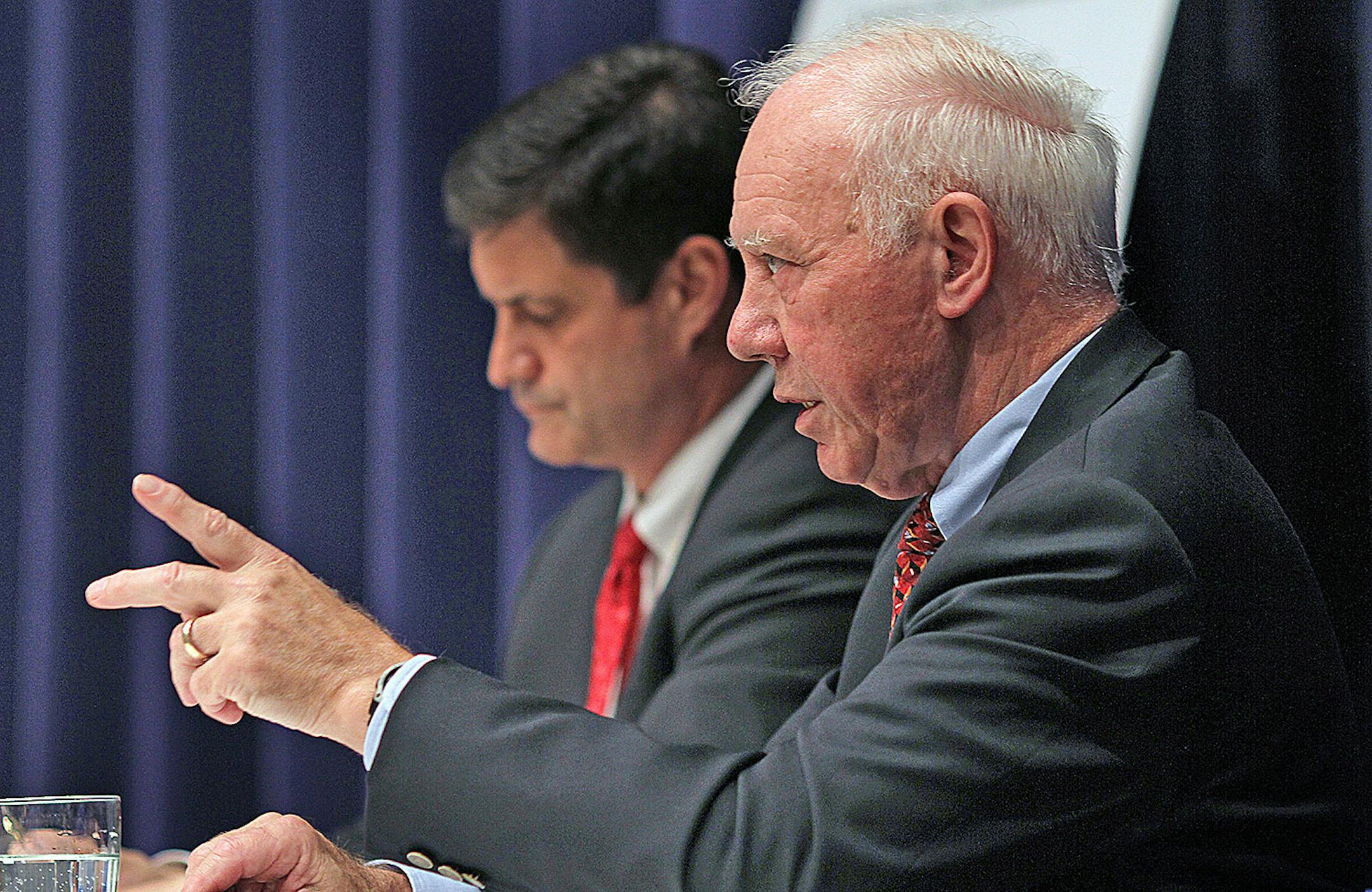BRUCE BISPING • bbisping@startribune.com Grand Rapids, MN, Friday, 10/22/10] Debate between Jim Oberstar and Chip Cravaack at the Itasca Community College, Grand Rapids MN (left to right) Chip Cravaach and Jim Oberstar debated.
