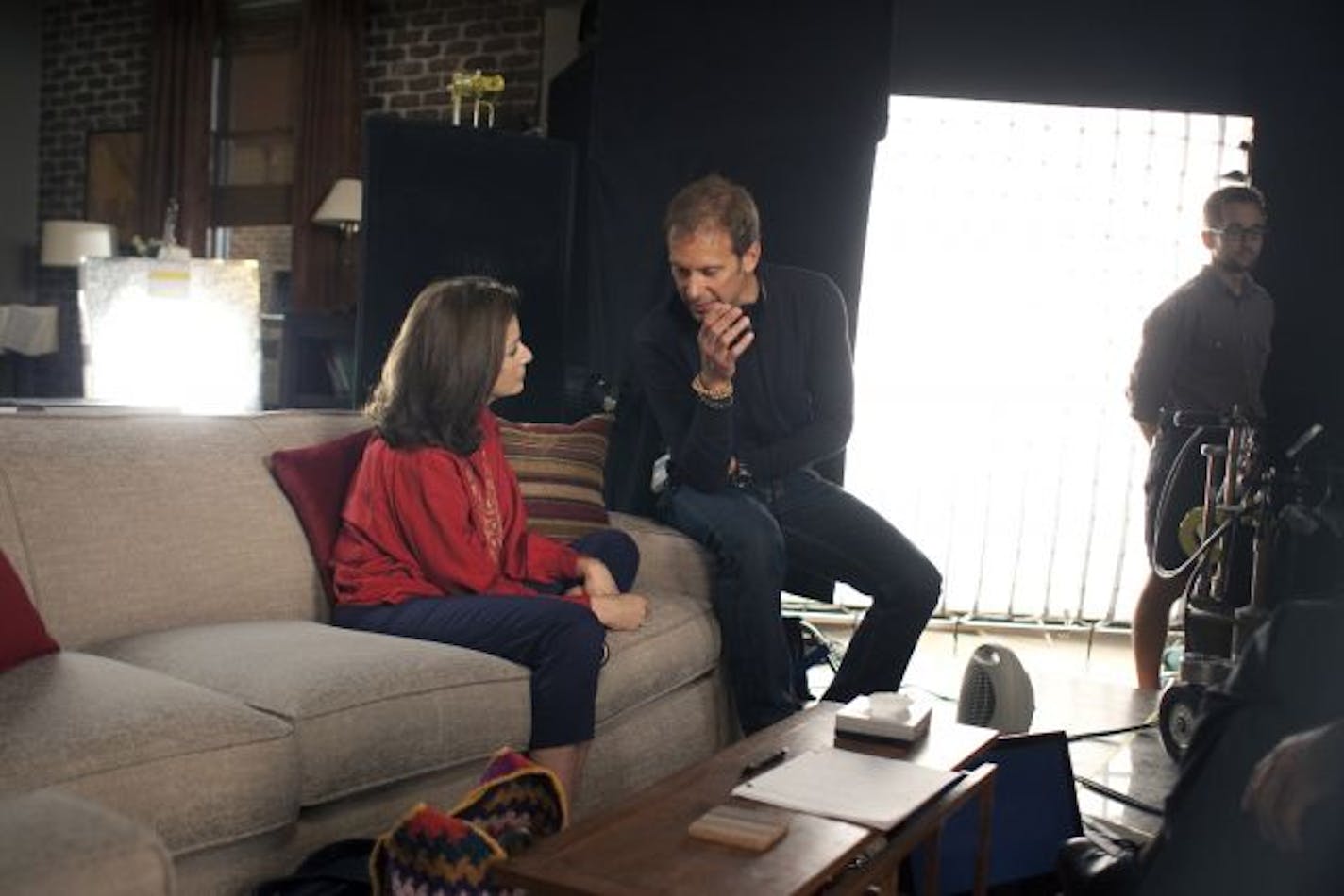 Debra Winger and Ali Selim on the set of "In Treatment"