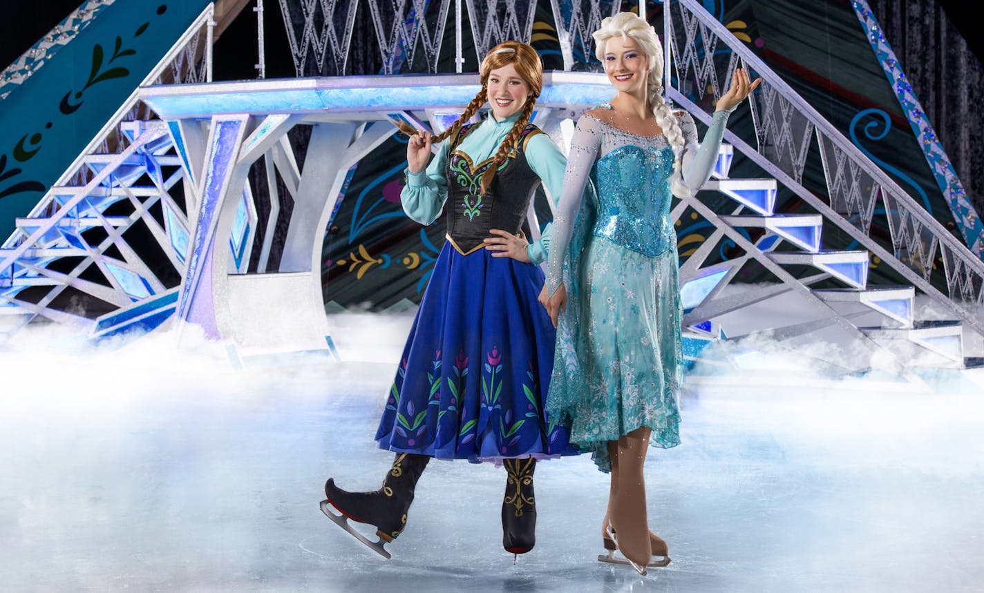 The characters Anna and Elsa in "Disney On Ice presents Frozen," coming to Target Center.