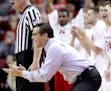 Nebraska coach Tim Miles calls instructions during the first half of an NCAA college basketball game against Cal State Fullerton in Lincoln, Neb., Sat