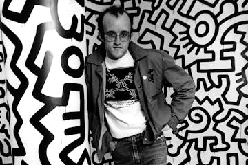 The artist Keith Haring, whose pulsating lines and figures became an inextricable part of New York City life in his brief but intense career, with one