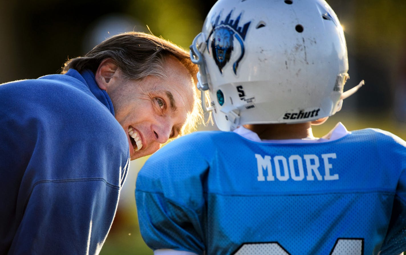 GOP candidate for Senate Mike McFadden coached his son's football team Tuesday, September 16, 2014 in West St. Paul. It is part of the Mendota Heights Youth Athletic Association. ] Tuesday, September 16, 2014 GLEN STUBBE * gstubbe@startribune.com