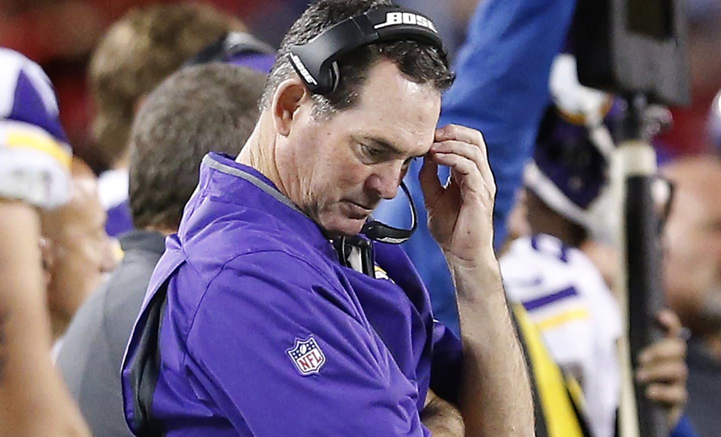 Vikings coach Mike Zimmer&#x2009;: &#x201c;Everybody&#x2019;s been talking about us for 11 months. Maybe we thought we were better than we are.&#x201d;