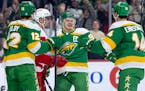 The Wild's Matt Boldy (12), Kirill Kaprizov, center, and Joel Eriksson Ek (14) formed one of the most effective lines in the NHL this season.