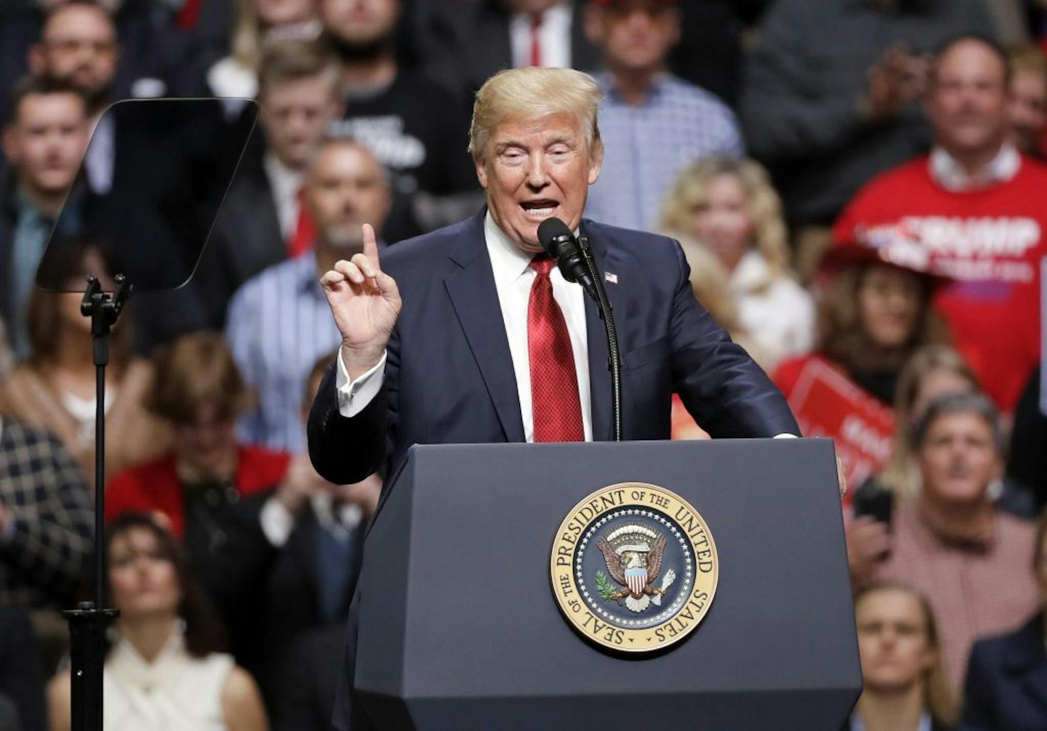 President Donald Trump speaks at a rally Wednesday, March 15, 2017, in Nashville, Tenn.
