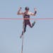 Jarod White of Pine Island set a state meet record in both Class A and Class AA in the pole vault, clearing 15 feet, nine inches during the state trac