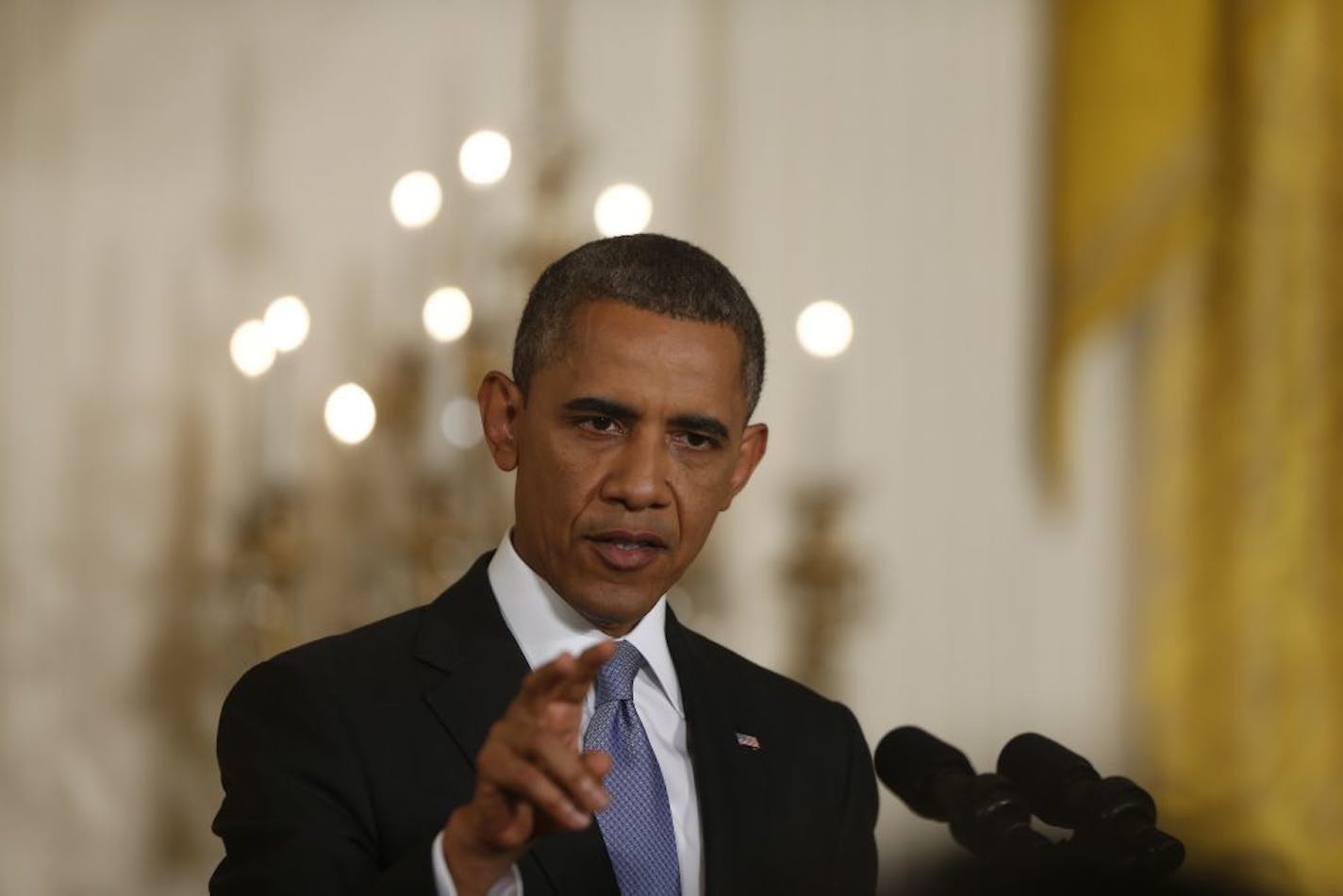 President Barack Obama speaks at a news conference in the East Room at the White House in Washington, Friday, Aug. 9, 2013.