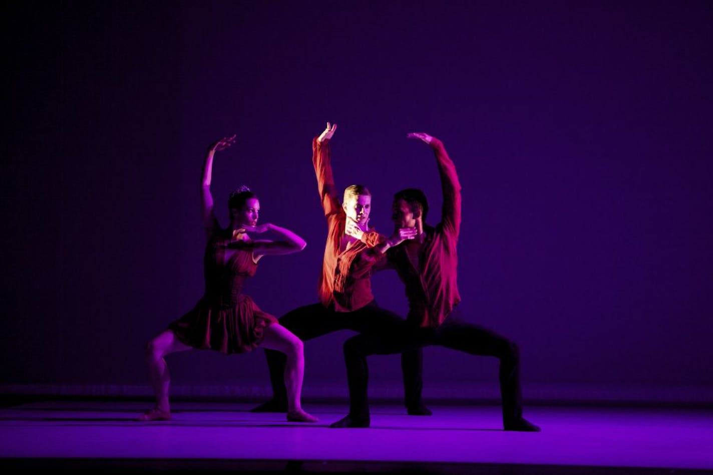 Amy Hadley, Andrew Peasgood and Luke Ahmet in Jorma Elo's "Kings 2 Ends" by the Scottish Ballet.