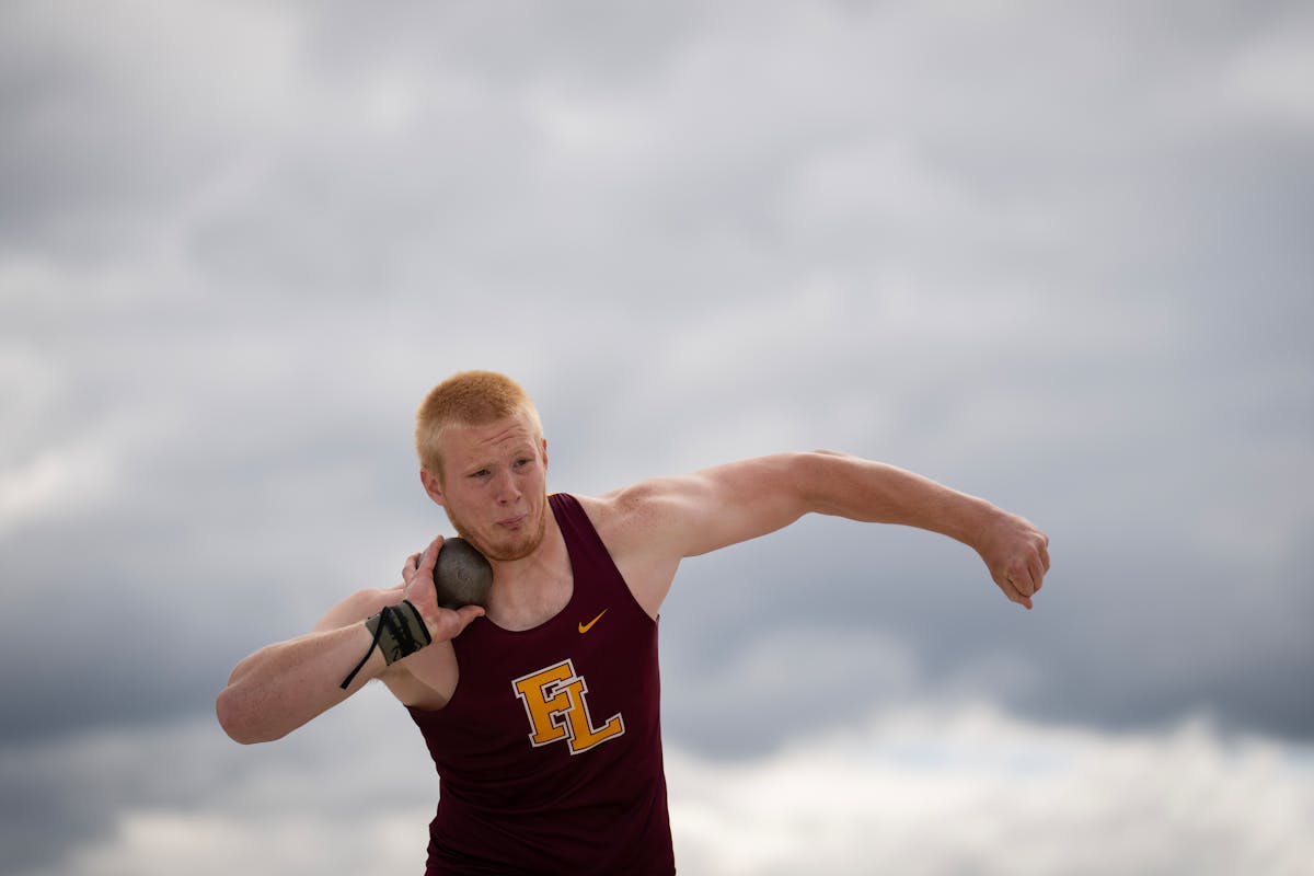 Forest Lake's Howie Johnson finishes third at the state meet in the shot put on June 6.