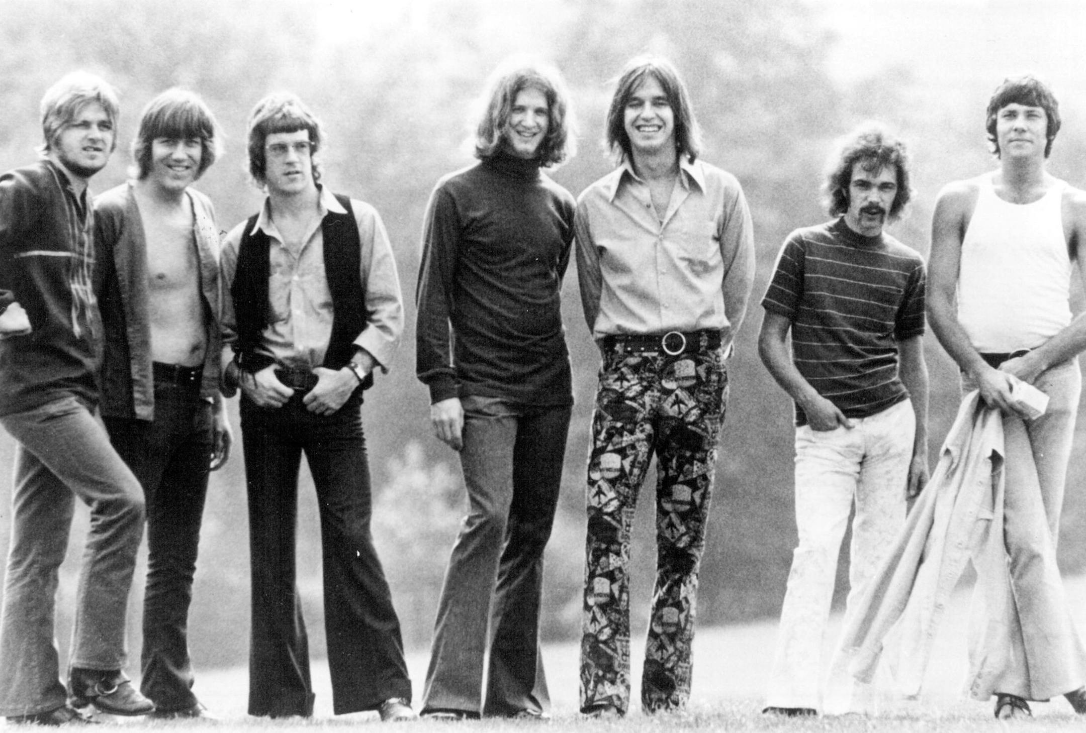 May 5, 1970 CHICAGO, a seven-piece rock band, whose debut album is a two-record set on Columbia Records will be appearing in concert at 8:30 p.m. Minneapolis Auditorium May 10, 1970) Pictured above, left to right, are Pete Cetera (bass), Terry Kath (guitar), James Pankow (trombone), Lee Loughnane (trumpet), Walter Parazaider (saxophone), Danny Seraphine (drums) and Robert Lamm (piano/organ). One rock critic may have put it best when he said, "Chicago (formerly Chicago Transit Authority) is as go