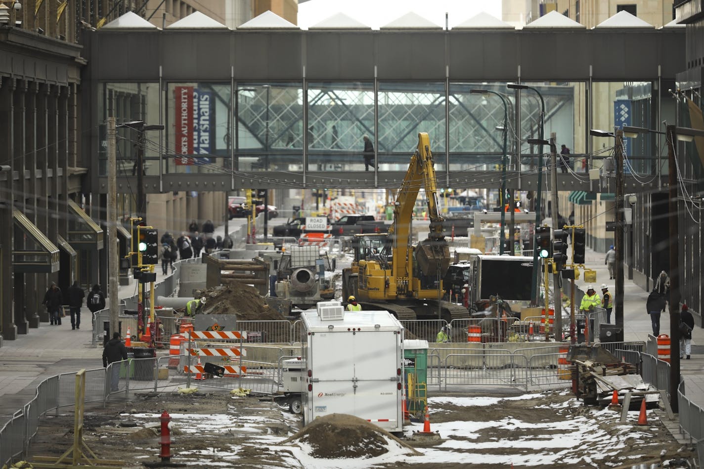 On going construction work on the 700 block of the Nicollet Mall Wednesday afternoon.