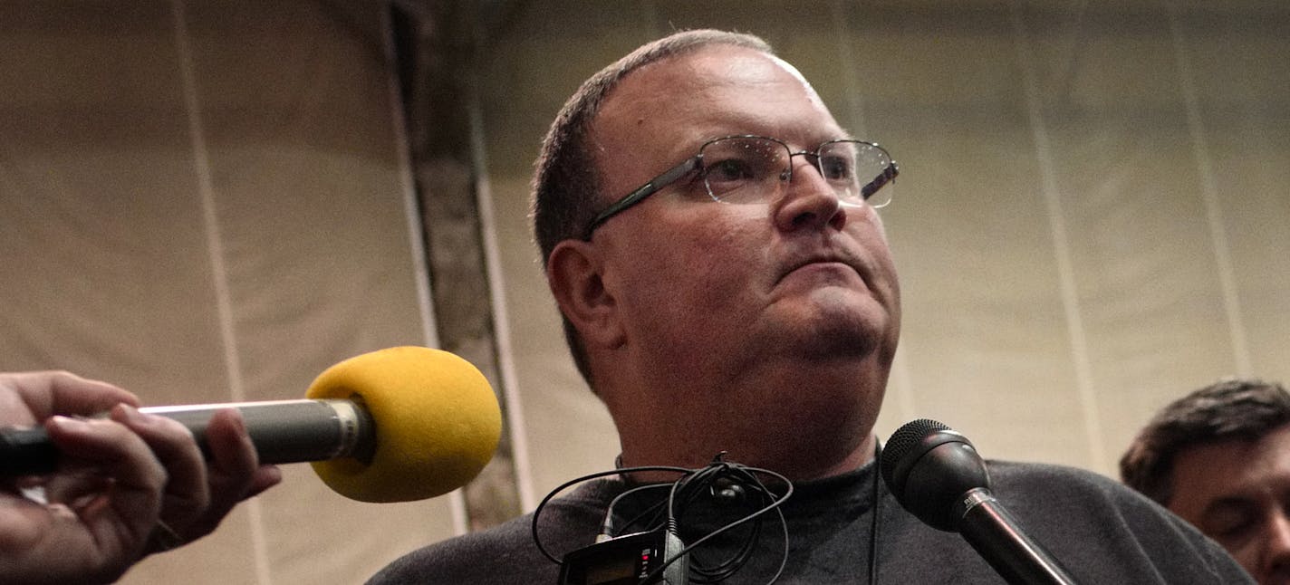 Tracy Claeys addresses the media at the U of M on Sunday evening 12/18/16 about his status as head coach of the Gophers football team.]Richard Tsong-Taatarii/rtsong-taatarii@startribune.com