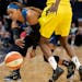 Guard Odyssey Sims (shown in a May game against Seattle) led the Lynx with 19 points in a 79-74 loss to Las Vegas on Sunday.