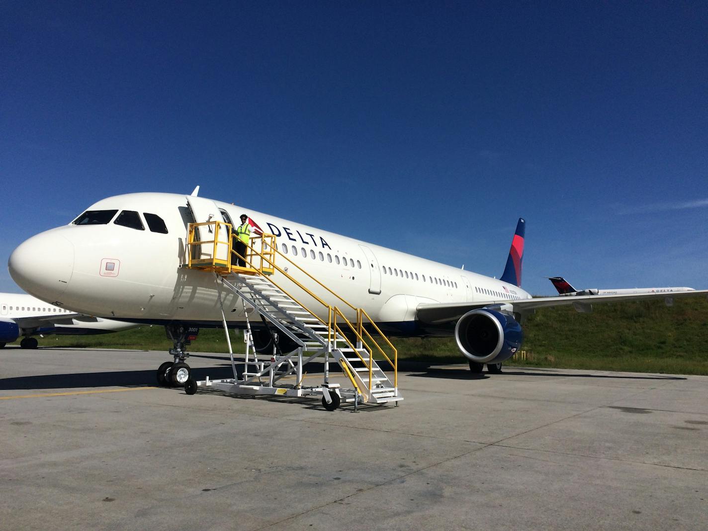 Delta showed off one of its new Airbus A321 airplanes Friday in Atlanta.