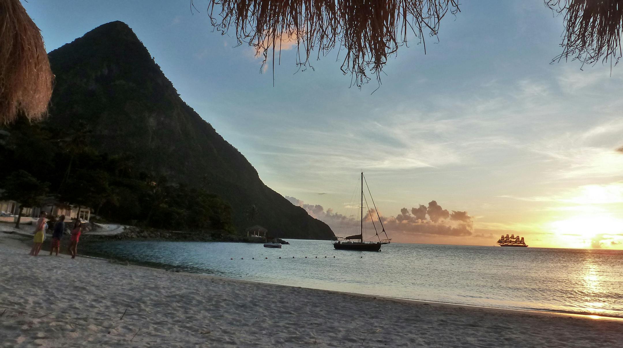 St. Lucia's Sugar Beach takes on a special lustre at dusk. ] Photo by Raphael Kadushin