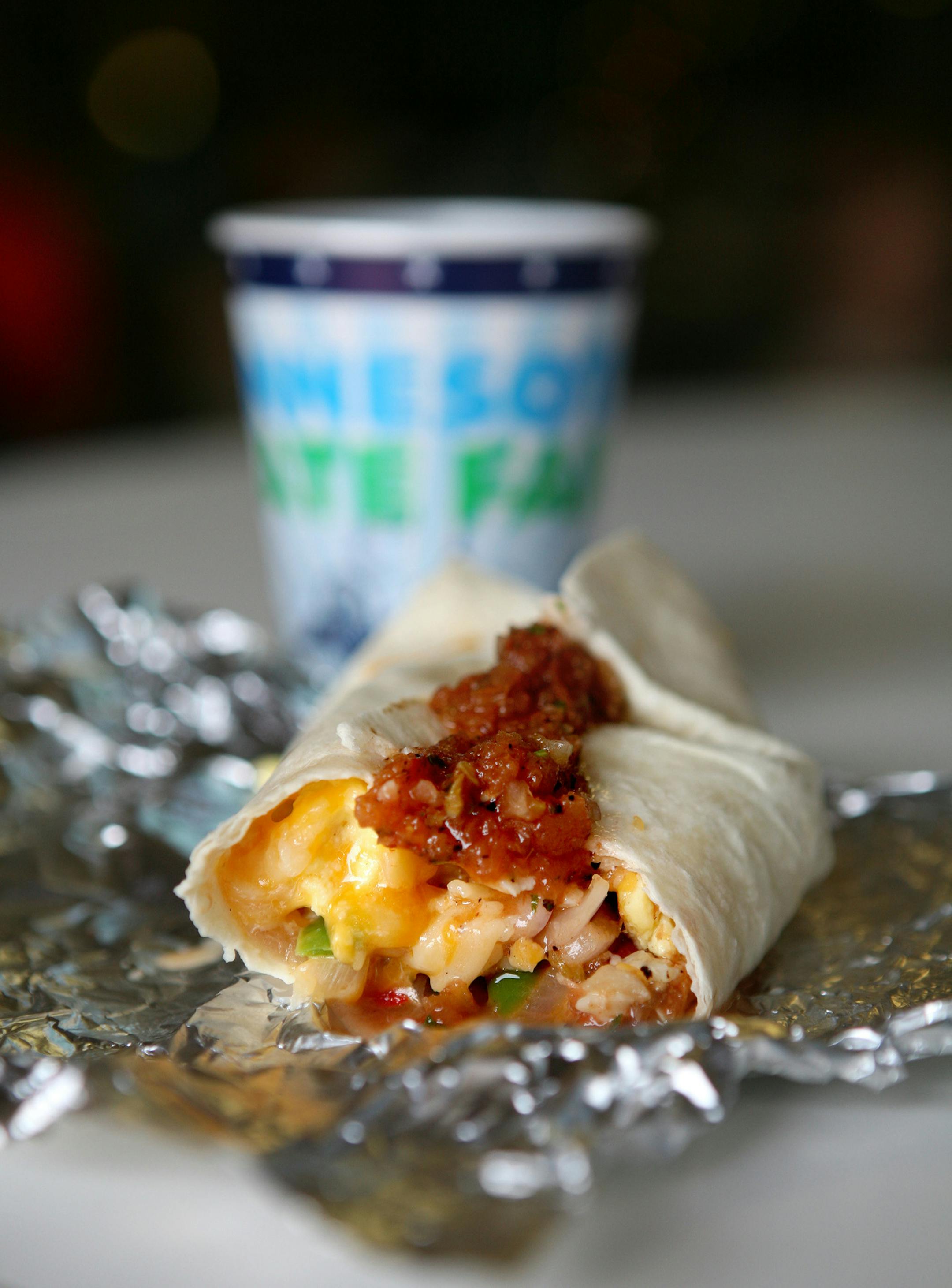 The breakfast burrito at Tejas Express.