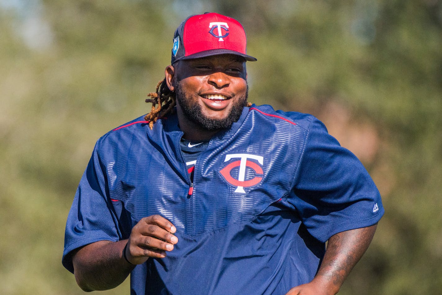 Twins infielder Miguel San&#xdb; (22) made his first appearance at spring training Sunday. ] MARK VANCLEAVE &#xef; mark.vancleave@startribune.com * Twins spring training in Fort Myers, Florida on Sunday, Feb. 18, 2018.