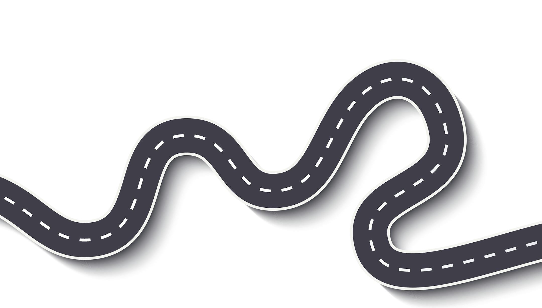 Winding Road on a White Isolated Background. Road way location infographic template. Vector EPS 10