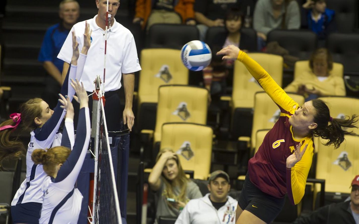 Minnesota's Tori Dixon, shown last season against Penn State.