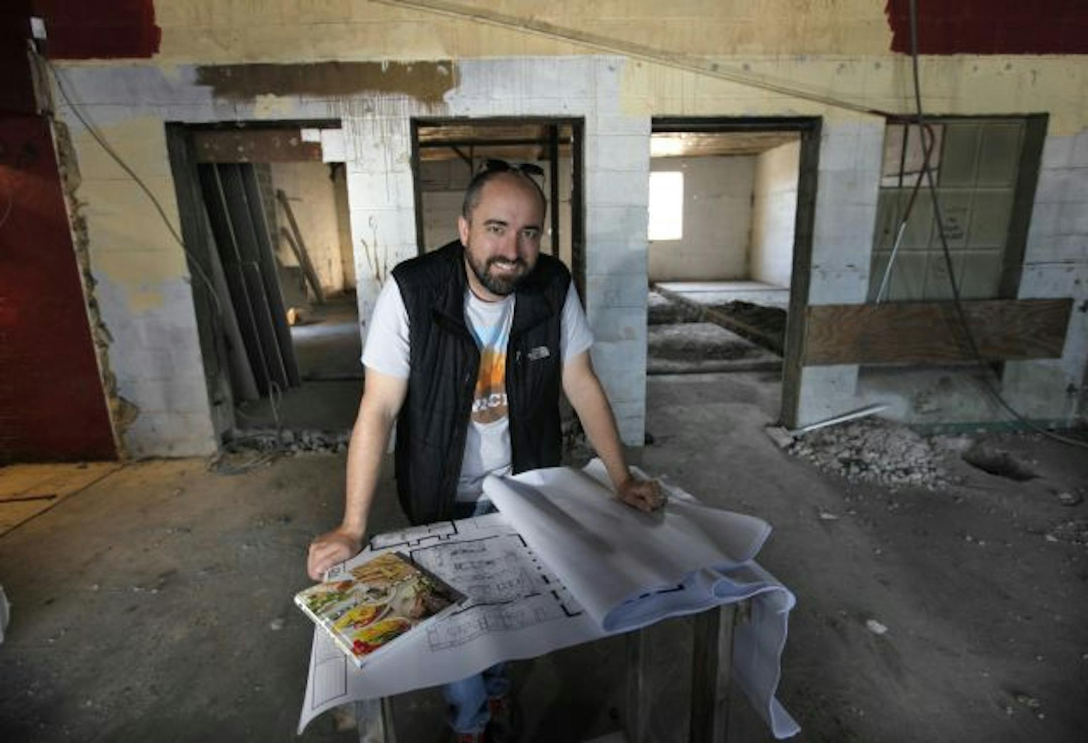 Chef Stewart Woodman at the home of his new restaurant-in-progress at 2903 Lyndale Av. S. in Minneapolis.