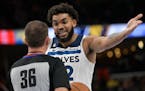 Timberwolves center Karl-Anthony Towns reacted after fouling out of a game against Memphis on Nov. 11.